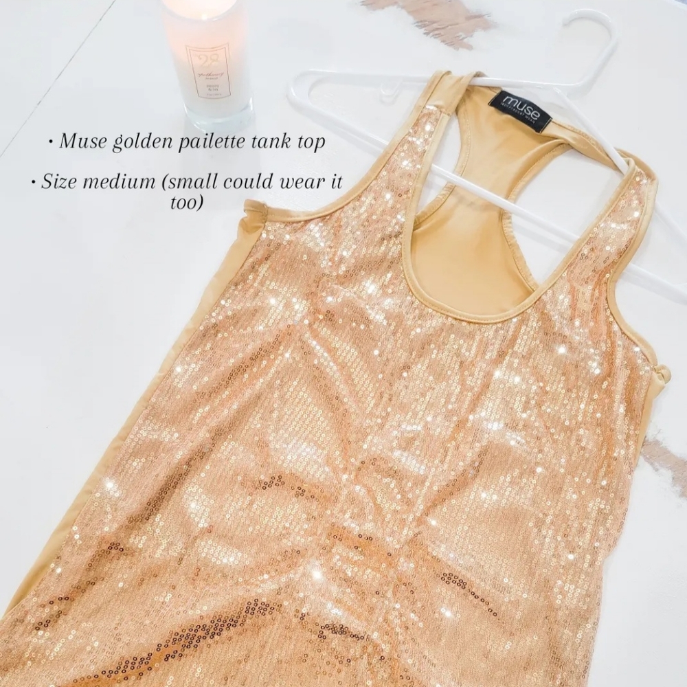 Gold glitter party Tanktop size Medium